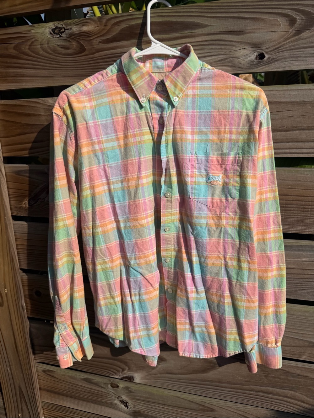 Cruel Girl Pastel Plaid Button-Down Shirt - Pink, Mint, Peach, Light Blue